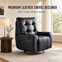 Fauteuil d'appoint moderne pivotant, entièrement recouvert de cuir écologique, structure en bois massif, coussin en éponge, fauteuil de salon