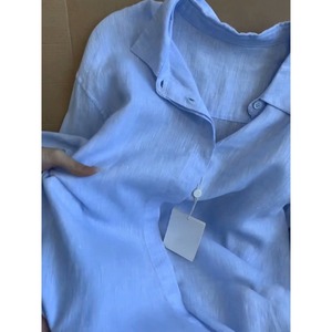 Camicetta in <span class=keywords><strong>Lino</strong></span> Autunnale 2026 all'Ingrosso, Stile Francese Chic, <span class=keywords><strong>Camicia</strong></span> Larga a Maniche Lunghe in Cotone e <span class=keywords><strong>Lino</strong></span>, Top Elegante Vintage <span class=keywords><strong>Blu</strong></span> da <span class=keywords><strong>Donna</strong></span> per il Lavoro - Product Image 6