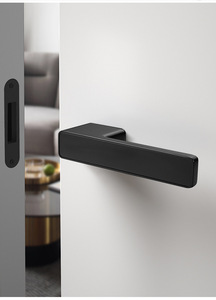 Black Zinc Alloy Square Rod <b>Door</b> <b>Handle</b> Wooden Design for Kitchen Bedroom Outdoor Hotel Use Leading Technology - Product Image 3