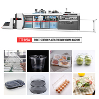 Volledig Automatische 3-Stations Vlees Snacks Ei PS/PLA/PET/PP/PVC Schalen Vormende Thermoformmachine Hoge Productiviteit