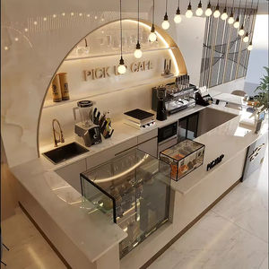 Comptoir de bar en marbre moderne pour café, mobilier de restaurant sur mesure, décoration intérieure, design 3D pour café - Product Image 3