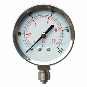 Casing baja tahan karat meteran tekanan bawah standar
