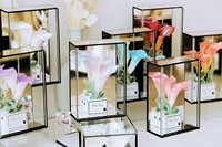 Bunga Calla Lily Grosir dengan Kotak Kaca, Bunga Kering Awet untuk Dekorasi Pernikahan, Bunga Calla Lily Artifisial, Bunga Artifisial