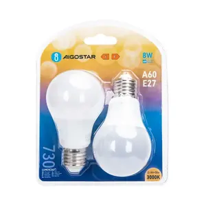 Bombilla LED A60 E27 8W, 2 unidades, alto rendimiento, ahorro de energía, ideal para iluminación doméstica y comercial. - Product Image 2
