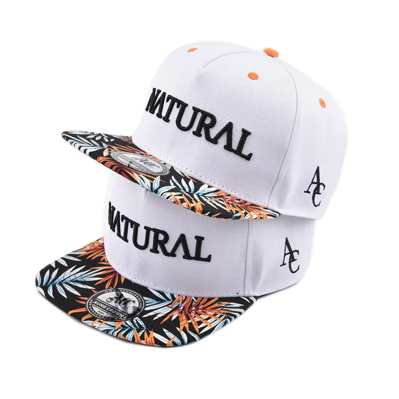 Fashion mens stylish hat snap back casquette ,gorras blank floral brim snapback cap