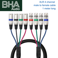 Câble multipaire XLR BHA FM14 4 canaux 1 m 4 couleurs, câble audio équilibré XLR 3 broches mâle-femelle pour scène, studio, microphone, table de mixage