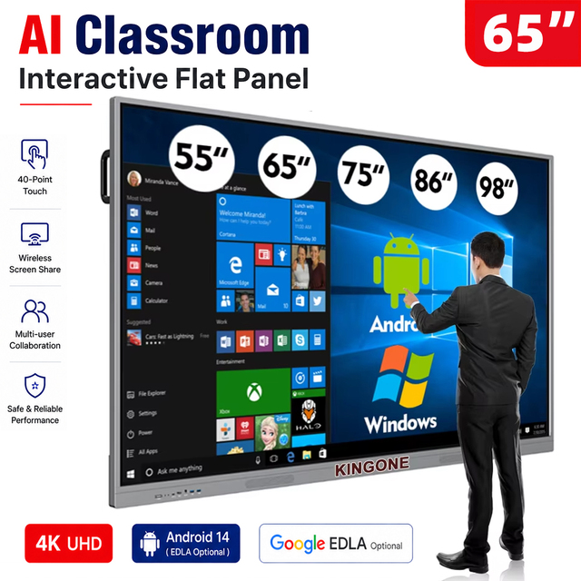 4K UHD Smart Interactive Whiteboard LCD Touch Screen Digital Display Panel Smart Board for Classroom Teaching and Education