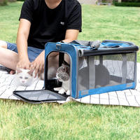 Sac de transport pour animaux de compagnie personnalisable en maille respirante et en tissu Oxford, disponible en différentes tailles et couleurs, fermeture éclair, sac à dos pour chiens et chats