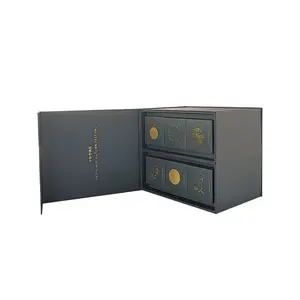 Caja de embalaje de regalo de pastel de luna/pastel/postre/pastelería/bocadillo de apertura de puerta doble rígida reciclada de lujo personalizada