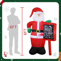 Père Noël gonflable de 6 pieds avec LED intégrées, vente en gros d'usine, décoration intérieure/extérieure pour fête de Noël, jardin, cour