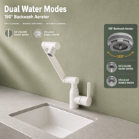 Robinet de lavabo en acier inoxydable 304, modèle H-2321, monocommande, à poser sur le plan, blanc, pour salle de bain