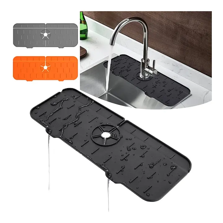 Hot Selling Sink Faucet Silicone Mat Absorbable Draining Water Catcher For Kitchen Sink Splash Guard