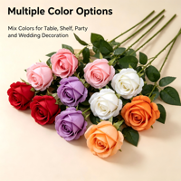 Rose artificielle en tissu à tige unique de 48 cm, fausse fleur de rose pour la décoration de la maison, de la table, des mariages et des fêtes