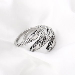 Double Headed Snake Open <b>Ring</b> <b>Titanium</b> Steel Unisex Fashion Jewelry Gift Animal Zodiac Design XYR0055 - Product Image 4