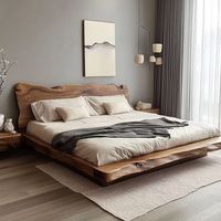 Lit double en bois de chêne massif style Wabi-sabi pour chambre principale, lit tatami pour hôtel, villa, mariage, écologique et durable, simple