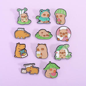 7 Estilos de Broches de Metal Esmaltados con Diseño de Capibara Divertido, sin Gorro, Personalizados para Parejas, Regalos para Amantes de los Animales - Product Image 1