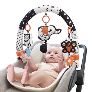 Tumama Kids Travel Activity Arch Toys Black and <strong>White</strong> High Contrast Education Toy Baby Stuffed <strong>Elephant</strong> Hanging Teeth Rattle - Product Image 1