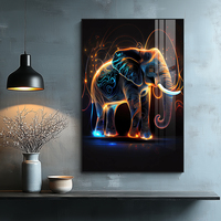 Lukisan Dinding Seni Kristal Porselen Modern Abstrak Bergambar Gajah untuk Dekorasi Latar Belakang Ruang Tamu