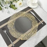 Nouveau Style Européen 13 Pouces Rond Décoration de Table Mariage Fête Motif Floral Or Argent Assiettes de Présentation en Plastique
