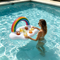 Prix d'usine Fournisseur de matériel de fête gonflable Seau à glace flottant Porte-gobelet flottant Design arc-en-ciel Bar flottant 2-en-1 pour boissons et aliments