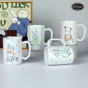 Tasse à <span class=keywords><strong>café</strong></span> en céramique personnalisée SWT, motif animaux mignons (chat et chien), idéale pour les enfants, cadeau d'entreprise promotionnel - Product Image 2