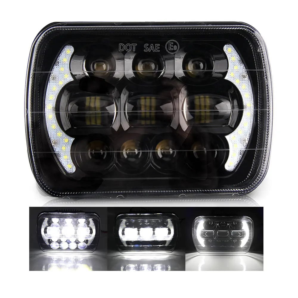 12V 24 вольт постоянного тока высокий низкий пучок Angel Eyes DRL светодиодные фары 7x6 "Прямоугольник 7 дюймов 5x7 дюймов светодиодные фары для автомобиля