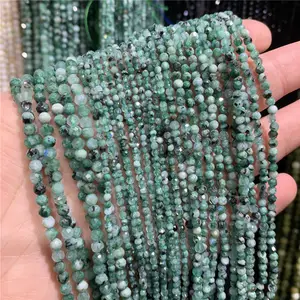 2mm 3mm 4mm Verde Labradorite DIY Loose Beads Facetada Natural Gemstone Corte Solto Gemstone Strand Beads para Fazer Jóias