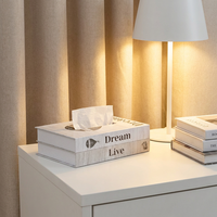 Boîte à mouchoirs décorative en forme de faux livre, double compartiment, pour la décoration de table de salon