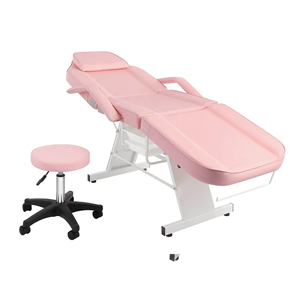 <b>Pink</b> Adjustable Massage Table with Built-In Headrest and Armrests PU Leather Salon Furniture Modern Design Metal <b>Frame</b> - Product Image 2