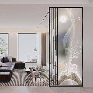 Puerta corredera de cristal de arte de acero inoxidable para interiores personalizada con diseño minimalista <span class=keywords><strong>chino</strong></span> hecho en China para aplicaciones de baño - Product Image 2