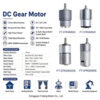 Motor de CC Micro de 37 mm, 6 V, 12 V, con Engranajes Metálicos, Modelo FT-37RGM500