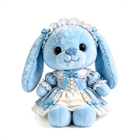 Peluche Lapin Bleu Moelleux avec Bandeau, Peluche Lapin Personnalisé avec Robe, Peluche Animal en Peluche, Peluche Lapin en Gros