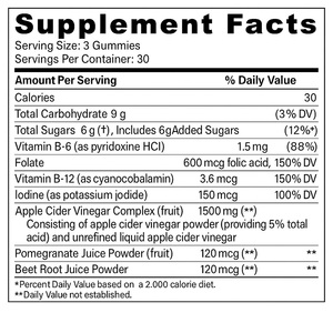 Giấm táo tiên tiến Gummies 90 Gummies 1500mg phức tạp với củ cải đường iốt cho sức khỏe tuyến giáp gan - Product Image 4