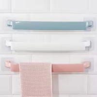 Porte-serviettes mural moderne en plastique, support de rangement multifonctionnel pour salle de bain, sans perçage