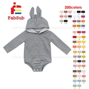 Pakaian bayi Paskah, hoodie sublimasi, lengan panjang, hoodie kelinci kustom dengan ekor telinga untuk anak-anak dan anak muda