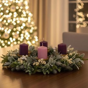 Vente en gros de porte-bougies de Noël personnalisables multicolores à 4 tasses, couronne de l'avent pour table à manger, décoration de Noël - Product Image 2