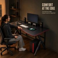 Bureau de jeu de style racing, surface en fibre de carbone, table d'ordinateur avec pieds en X, design ergonomique pour les joueurs d'e-sport, bureau à domicile