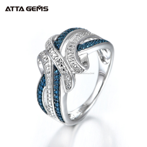 Real personalizado de boda de diamante anillo azul chapado en oro anillo de los hombres de la joyería de la plata esterlina <span class=keywords><strong>925</strong></span> - Product Image 4