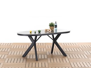 Ensemble de salle à manger <span class=keywords><strong>6</strong></span> <span class=keywords><strong>places</strong></span> Vine Love, moderne, durable, confortable, empilable, structure en fer, rotin PE, résistant à l'eau et aux UV, pour l'extérieur - Product Image 5