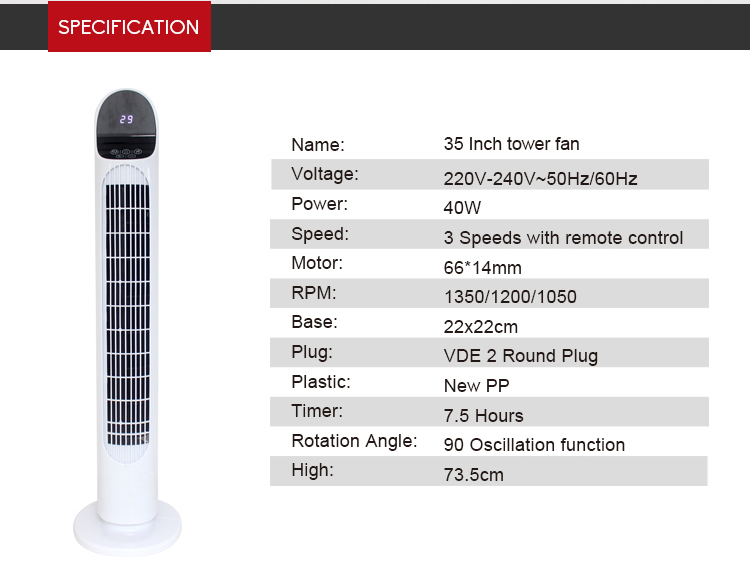 36 Inch Floor Oscillating Tower Fan Remote control portable LED display Can be timed  Cooling Fresh Breeze Tower Fans