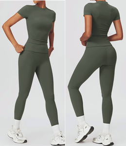Sleeveless Top High Waist Legging 2 Piece Sport Set No Scrunch Compression Pant Stretchy Solid Women's Yoga Gym Wear - Product Image 3