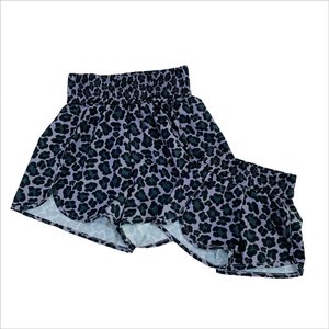 <span class=keywords><strong>Pantaloncini</strong></span> Sportivi <span class=keywords><strong>Estivi</strong></span> da <span class=keywords><strong>Donna</strong></span> con Stampa Leopardata e Motivo a Quadri, Vita Elastica, Nuovi Stili per Mamma e Figlia - Product Image 5