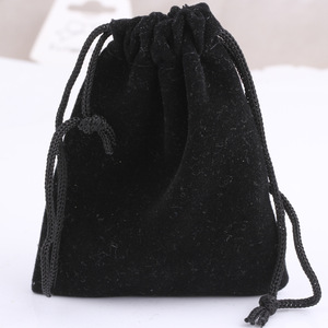 Black Velvet <b>Drawstring</b> <b>Pouch</b> Jewelry Packaging Bag Rectangle Shape KC1001 - Product Image 3