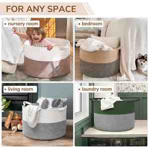 Cestas de Cuerda de Algodón de 22 x 22 x 14 Pulgadas para Mantas y Juguetes, Decoración para Cuarto de Niños y Sala de Estar - Product Image 6