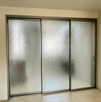 Porte coulissante intérieure en verre double couche ultra-mince avec cadre en aluminium au design moderne, verre artistique personnalisé pour cuisine et salon