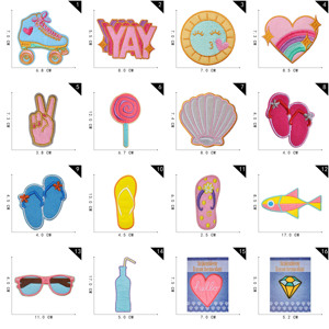 Nouveau design – Patch brodé thermocollant style vacances d'été (chaussons de plage, poisson, crème glacée, lunettes de soleil) pour vêtements et sacs - Product Image 2