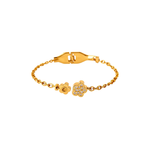 Pulsera de cristal con baño de oro PVD, acero inoxidable 316L, diseño de flor, ajustable, para mujer. - Product Image 2