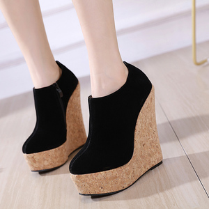 2024 European and American Style Simple Slope Heel Comfortable High Top <b>Shoes</b> - Product Image 5