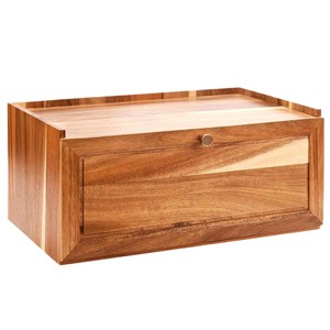 Bamboo Bread Box Solid Wood 38.5cm <b>Storage</b> Drawer <b>Kitchen</b> Food <b>Container</b> - Product Image 2