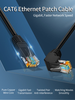 Cable Ethernet Cat6 de ángulo recto de fábrica, UTP 26AWG, RJ45 macho a macho, cable de conexión de 90 grados para enrutador y switch